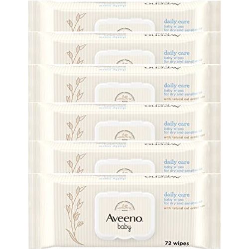 AVEENO Baby Daily Care Wipes - Cleanse Gently and Efficiently - Baby Wipes - Baby Essentials - 72 Wipes, Lid On Each Pack,